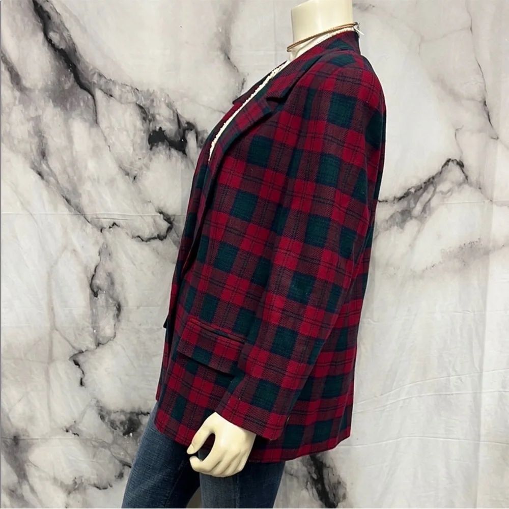 * 1980s vintage Pendleton tartan plaid wool blazer - Picture 8 of 9
